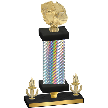 Premium Single Silver Carbon Fiber Victory Basketball Trophy