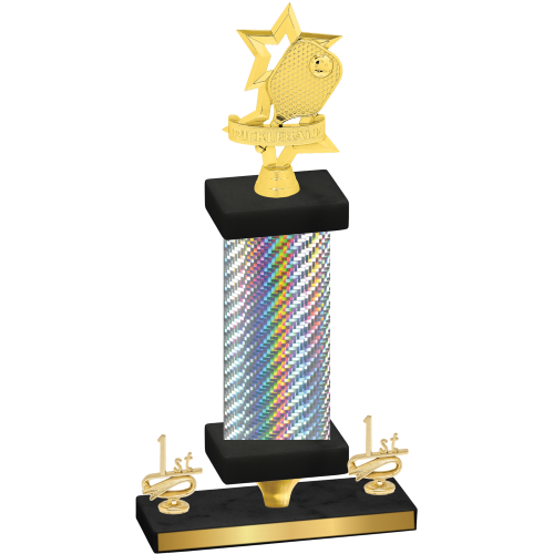 Premium Single Silver Carbon Fiber First Place Pickleball Trophy