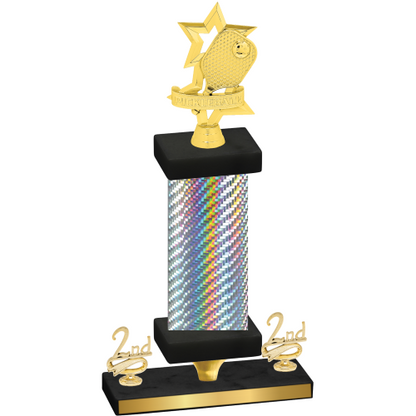 Premium Single Silver Carbon Fiber Second Place Pickleball Trophy