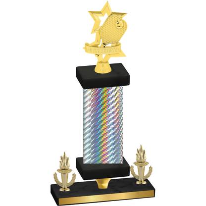 Premium Single Silver Carbon Fiber Victory Pickleball Trophy