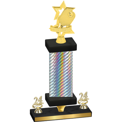 Premium Single Silver Carbon Fiber Year Pickleball Trophy