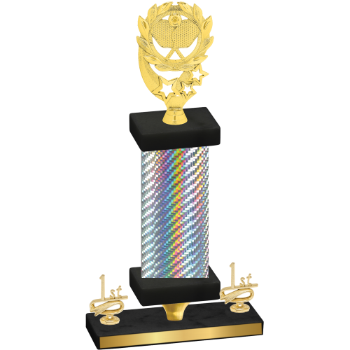 Premium Single Silver Carbon Fiber First Place Pickleball Trophy