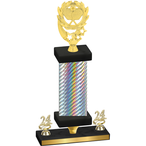 Premium Single Silver Carbon Fiber Year Pickleball Trophy