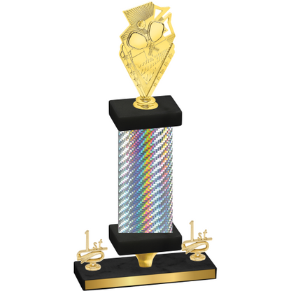 Premium Single Silver Carbon Fiber First Place Pickleball Trophy