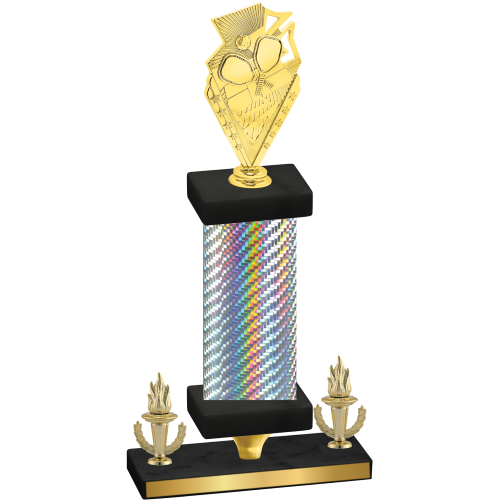 Premium Single Silver Carbon Fiber Victory Pickleball Trophy