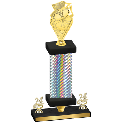 Premium Single Silver Carbon Fiber Year Pickleball Trophy