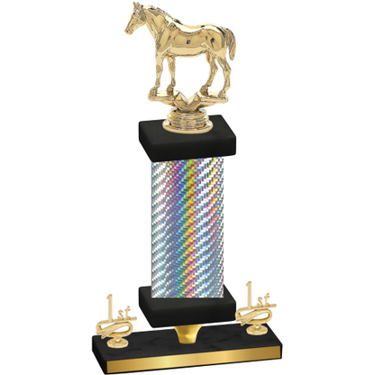 Premium Single Silver Carbon Fiber First Place Horses Trophy