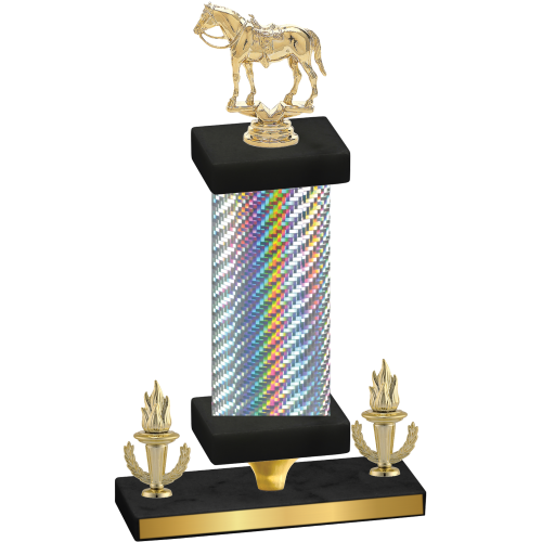 Premium Single Silver Carbon Fiber Victory Horses Trophy