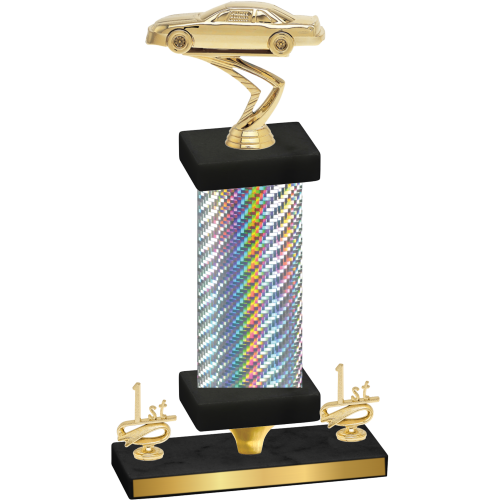 Premium Single Silver Carbon Fiber First Place Cars Trophy