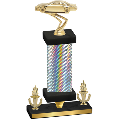 Premium Single Silver Carbon Fiber Victory Cars Trophy