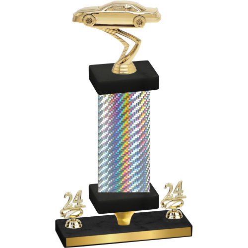 Premium Single Silver Carbon Fiber Year Cars Trophy