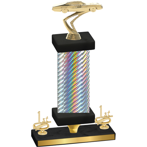 Premium Single Silver Carbon Fiber First Place Cars Trophy