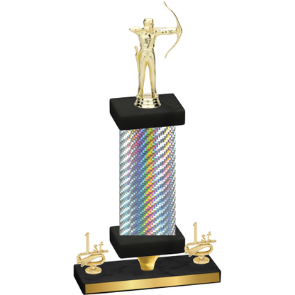 Premium Single Silver Carbon Fiber First Place Archery Trophy