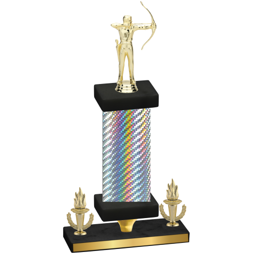 Premium Single Silver Carbon Fiber Victory Archery Trophy