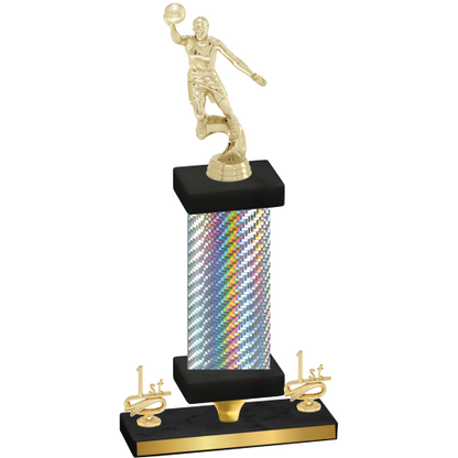 Premium Single Silver Carbon Fiber First Place Basketball Trophy