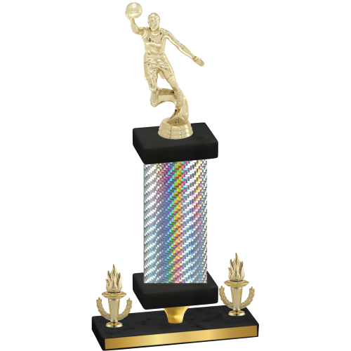 Premium Single Silver Carbon Fiber Victory Basketball Trophy