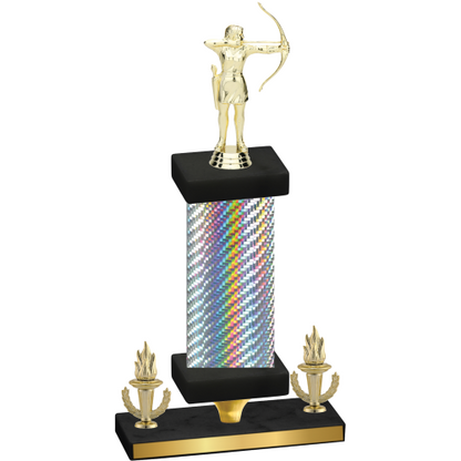 Premium Single Silver Carbon Fiber Victory Archery Trophy