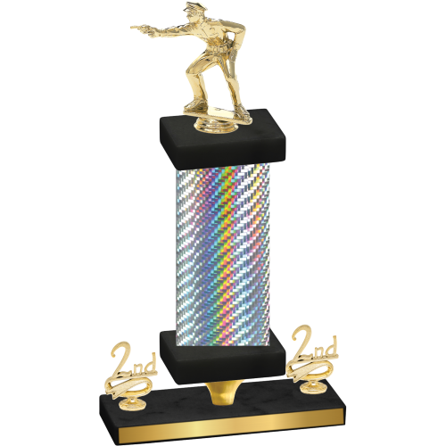 Premium Single Silver Carbon Fiber Second Place Shooter Trophy