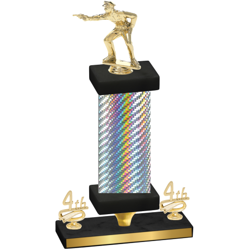 Premium Single Silver Carbon Fiber Fourth Place Shooter Trophy