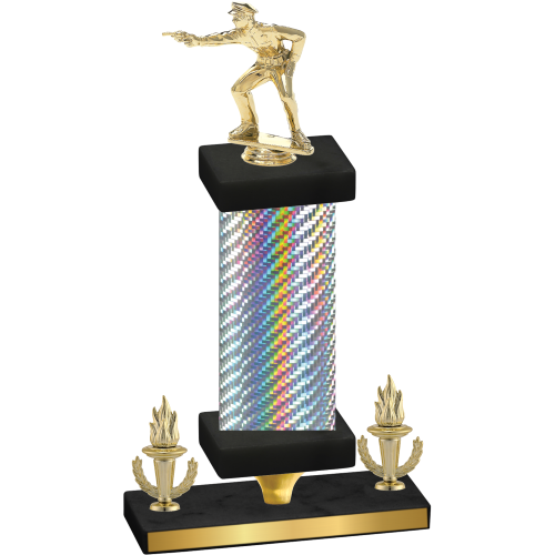 Premium Single Silver Carbon Fiber Victory Shooter Trophy