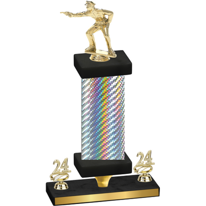 Premium Single Silver Carbon Fiber Year Shooter Trophy