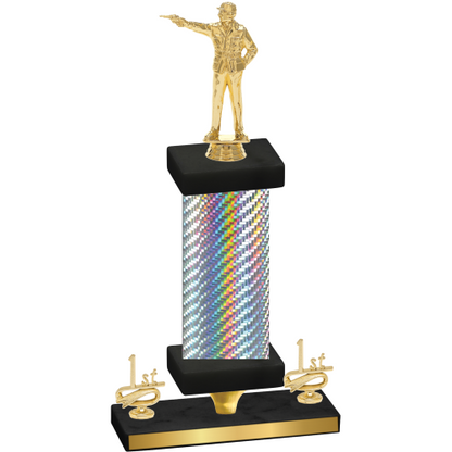 Premium Single Silver Carbon Fiber First Place Shooter Trophy