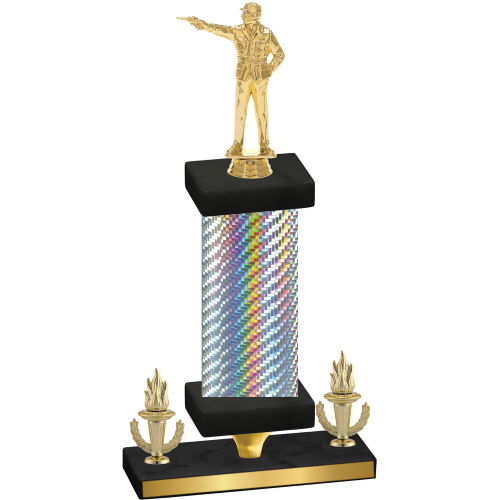 Premium Single Silver Carbon Fiber Victory Shooter Trophy