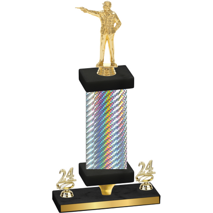 Premium Single Silver Carbon Fiber Year Shooter Trophy