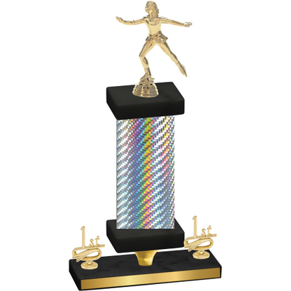 Premium Single Silver Carbon Fiber First Place Skater Trophy