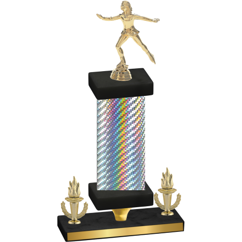 Premium Single Silver Carbon Fiber Victory Skater Trophy