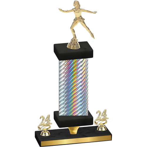 Premium Single Silver Carbon Fiber Year Skater Trophy