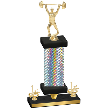 Premium Single Silver Carbon Fiber First Place Weights Trophy