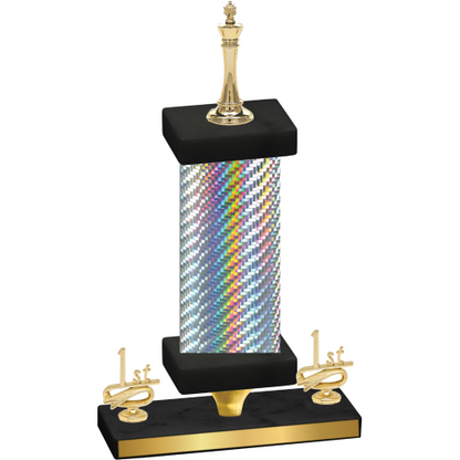 Premium Single Silver Carbon Fiber First Place Chess Trophy