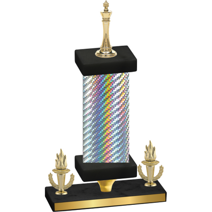 Premium Single Silver Carbon Fiber Victory Chess Trophy