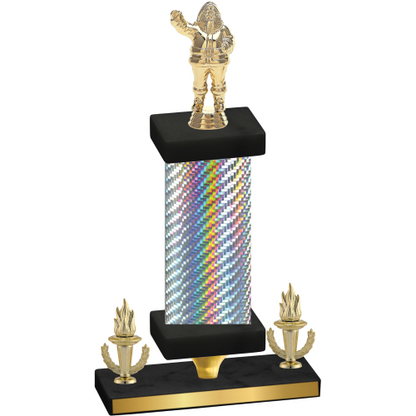 Premium Single Silver Carbon Fiber Victory Holiday Trophy