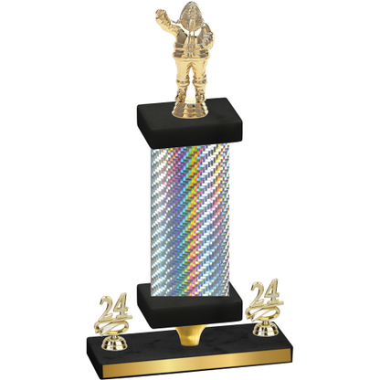 Premium Single Silver Carbon Fiber Year Holiday Trophy