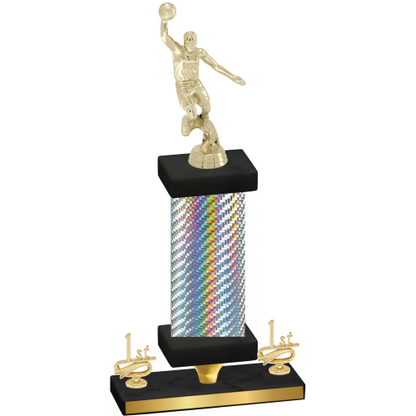 Premium Single Silver Carbon Fiber First Place Basketball Trophy