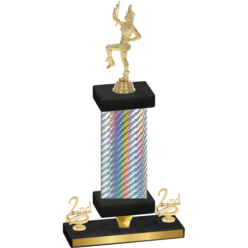 Premium Single Silver Carbon Fiber Second Place Majorette Trophy