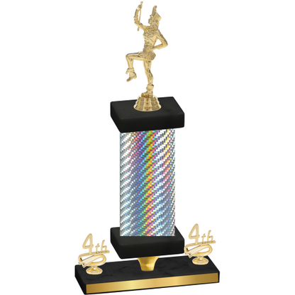 Premium Single Silver Carbon Fiber Fourth Place Majorette Trophy