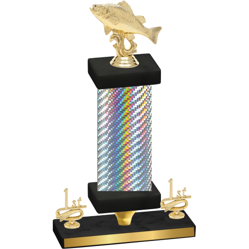 Premium Single Silver Carbon Fiber First Place Fishing Trophy