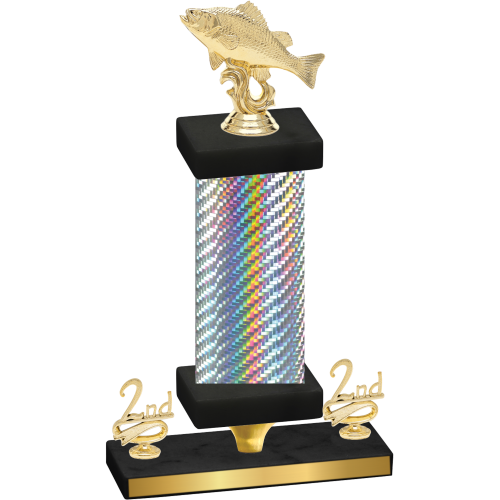 Premium Single Silver Carbon Fiber Second Place Fishing Trophy