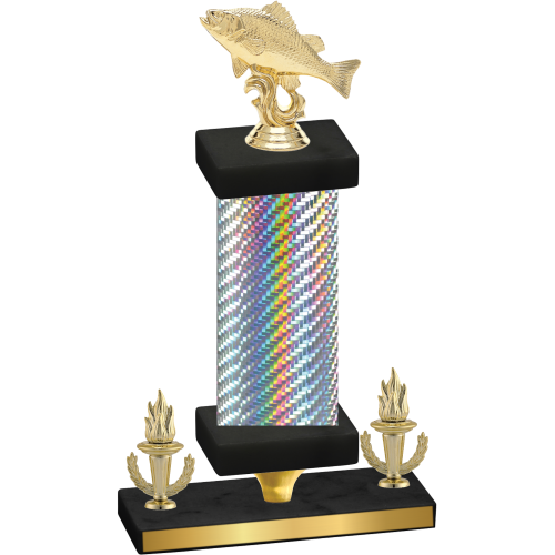 Premium Single Silver Carbon Fiber Victory Fishing Trophy