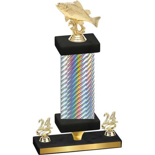 Premium Single Silver Carbon Fiber Year Fishing Trophy