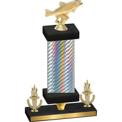 Premium Single Silver Carbon Fiber Victory Fishing Trophy