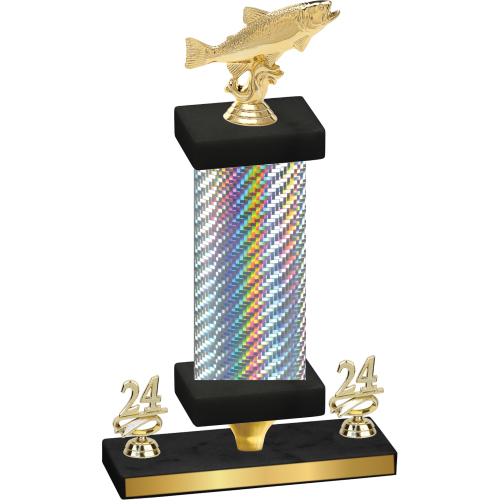 Premium Single Silver Carbon Fiber Year Fishing Trophy