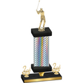 Premium Single Silver Carbon Fiber Second Place Golf Trophy