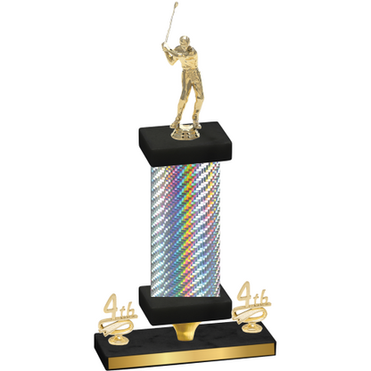 Premium Single Silver Carbon Fiber Fourth Place Golf Trophy