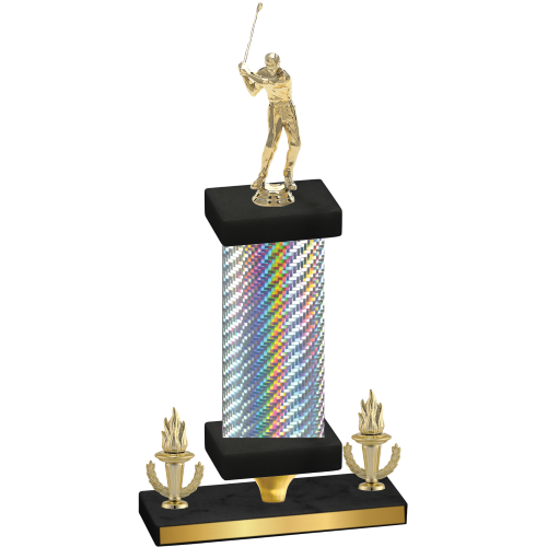 Premium Single Silver Carbon Fiber Victory Golf Trophy