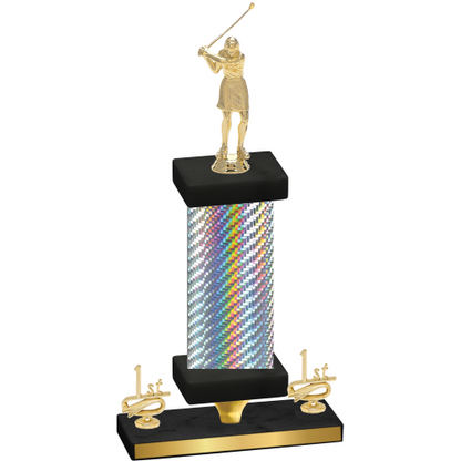 Premium Single Silver Carbon Fiber First Place Golf Trophy