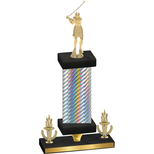 Premium Single Silver Carbon Fiber Victory Golf Trophy